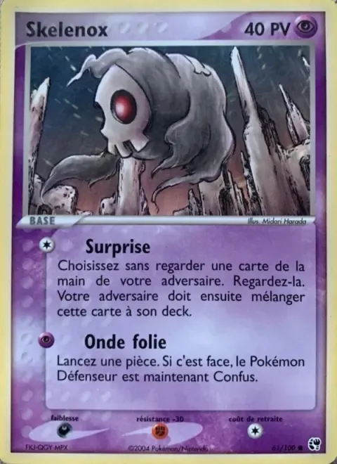 Carte Pokémon Skelénox 061/100, extension EX Tempête de sable