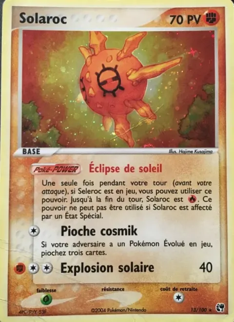Carte Pokémon Solaroc 013/100, extension EX Tempête de sable