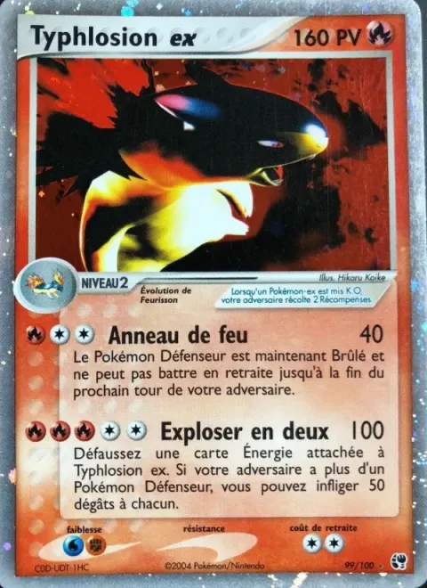 Carte Pokémon Typhlosion ex 099/100, extension EX Tempête de sable