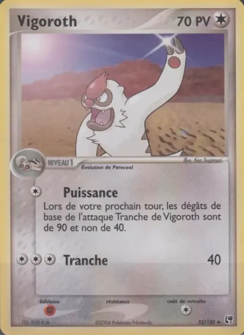 Carte Pokémon Vigoroth 052/100, extension EX Tempête de sable