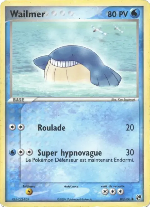 Carte Pokémon Wailmer 083/100, extension EX Tempête de sable