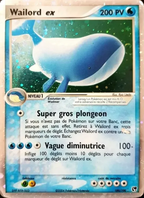 Carte Pokémon Wailord ex 100/100, extension EX Tempête de sable