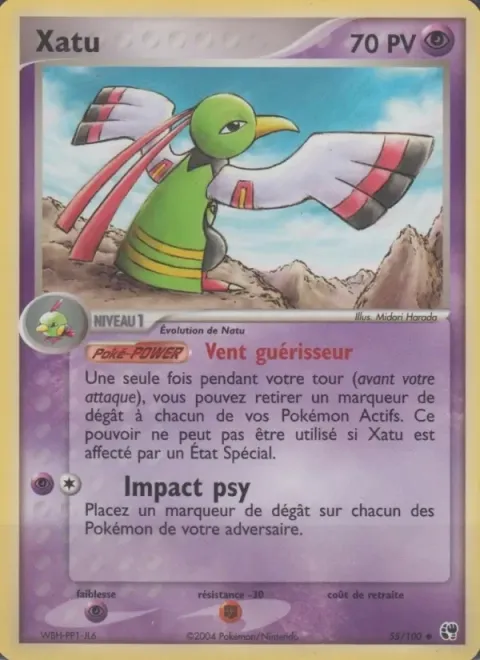 Carte Pokémon Xatu 055/100, extension EX Tempête de sable
