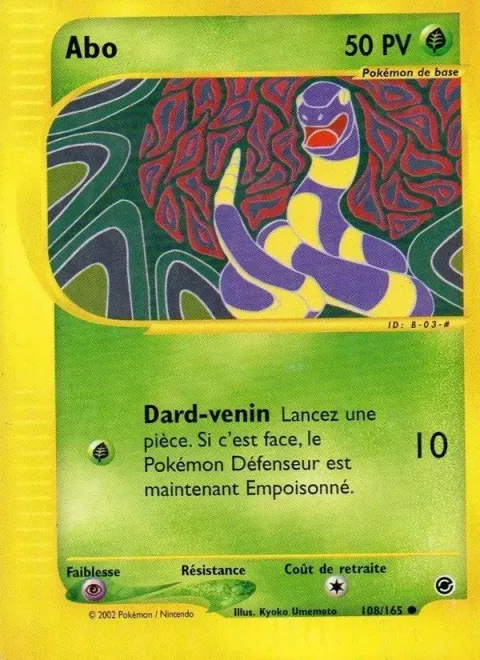 Carte Pokémon Abo 108/165, extension Expedition