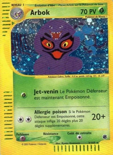 Carte Pokémon Arbok 003/165, extension Expedition