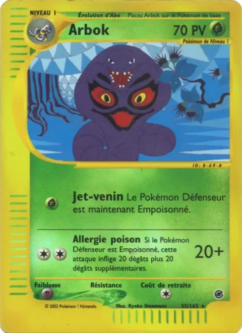 Carte Pokémon Arbok 035/165, extension Expedition