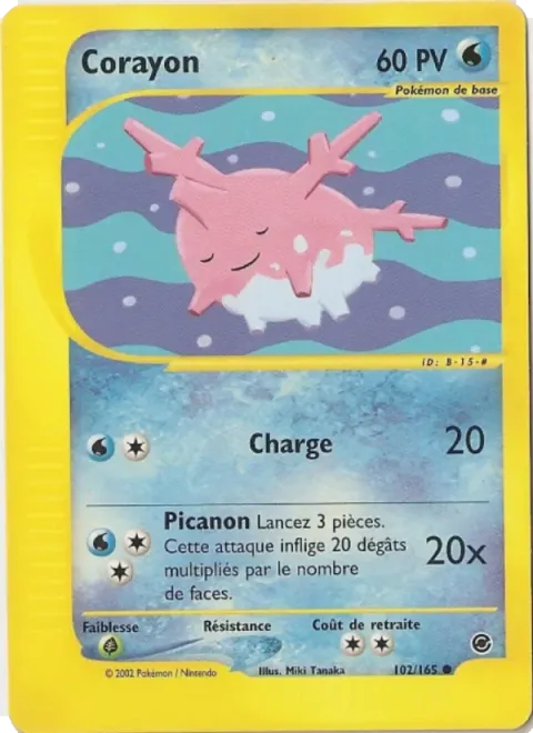 Carte Pokémon Corayon 102/165, extension Expedition