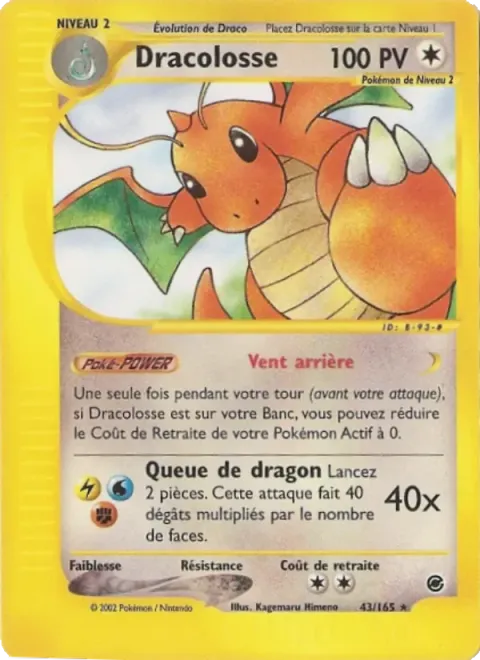 Carte Pokémon Dracolosse 043/165, extension Expedition