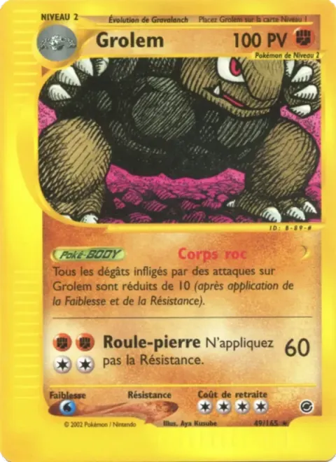 Carte Pokémon Grolem 049/165, extension Expedition