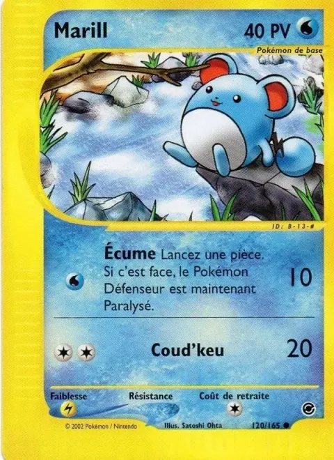 Carte Pokémon Marill 120/165, extension Expedition