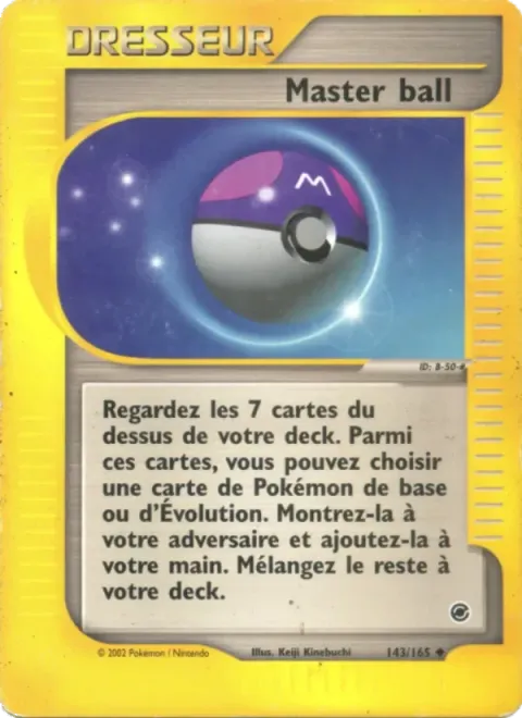 Carte Pokémon Master ball 143/165, extension Expedition