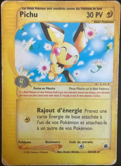 Carte Pokémon Pichu 058/165, extension Expedition