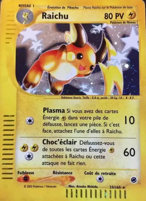 Carte Pokémon Raichu 025/165, extension Expedition