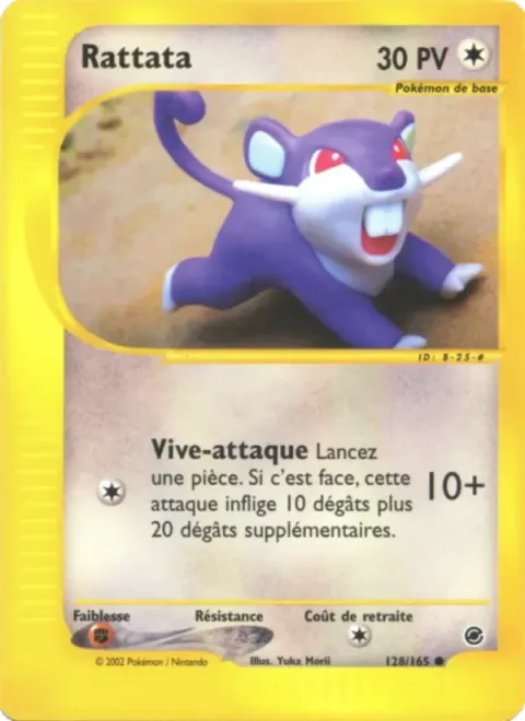 Carte Pokémon Rattata 128/165, extension Expedition