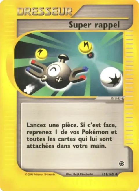 Carte Pokémon Super rappel 151/165, extension Expedition