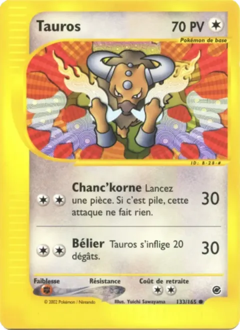 Carte Pokémon Tauros 133/165, extension Expedition