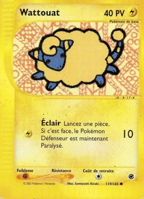 Carte Pokémon Wattouat 119/165, extension Expedition
