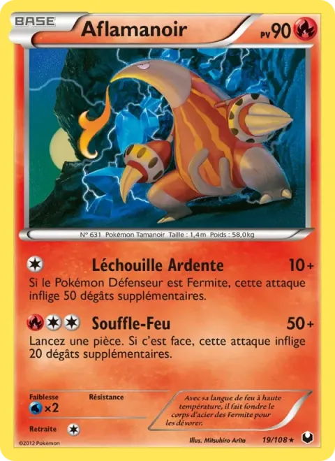 Carte Pokémon Aflamanoir 019/108, extension Explorateurs Obscurs