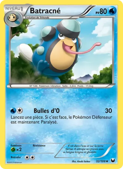 Carte Pokémon Batracné 032/108, extension Explorateurs Obscurs