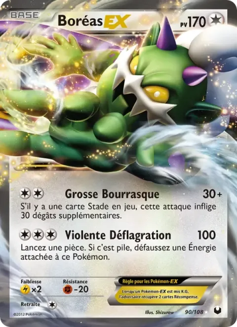 Carte Pokémon Boréas-EX 090/108, extension Explorateurs Obscurs