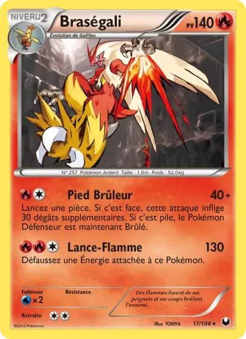 Carte Pokémon Braségali 017/108, extension Explorateurs Obscurs