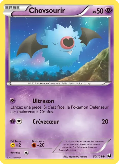 Carte Pokémon Chovsourir 050/108, extension Explorateurs Obscurs
