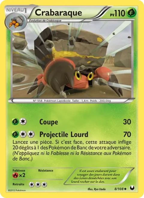 Carte Pokémon Crabaraque 008/108, extension Explorateurs Obscurs