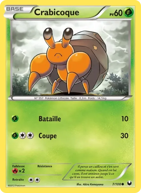 Carte Pokémon Crabicoque 007/108, extension Explorateurs Obscurs