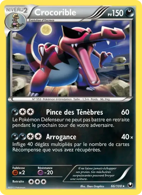 Carte Pokémon Crocorible 066/108, extension Explorateurs Obscurs