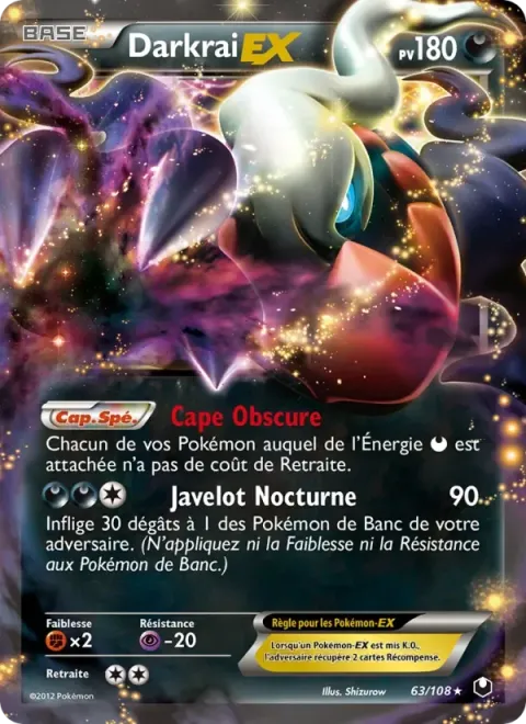 Carte Pokémon Darkrai-EX 063/108, extension Explorateurs Obscurs