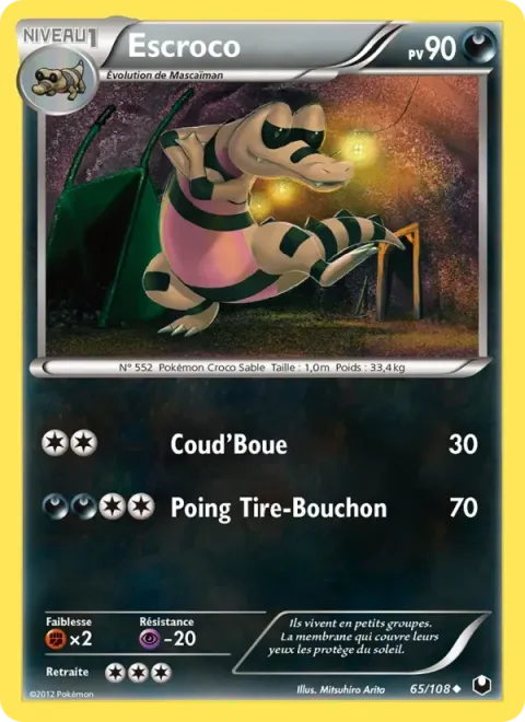 Carte Pokémon Escroco 065/108, extension Explorateurs Obscurs