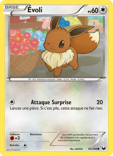 Carte Pokémon Évoli 083/108, extension Explorateurs Obscurs