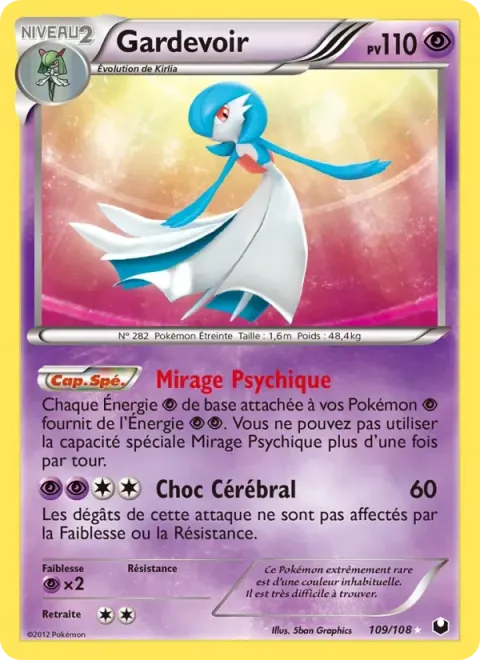 Carte Pokémon Gardevoir 109/108, extension Explorateurs Obscurs