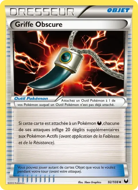 Carte Pokémon Griffe Obscure 092/108, extension Explorateurs Obscurs
