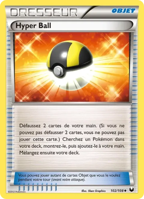 Carte Pokémon Hyper Ball 102/108, extension Explorateurs Obscurs