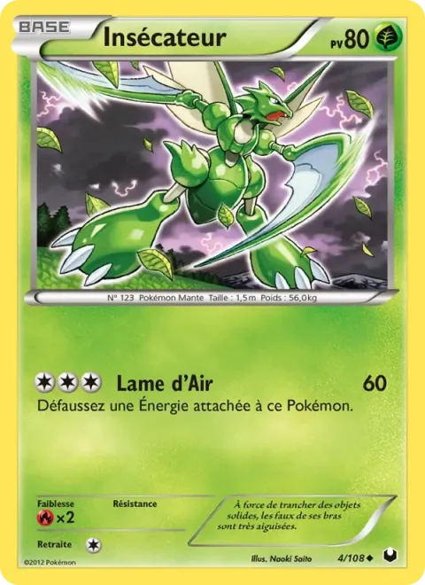Carte Pokémon Insécateur 004/108, extension Explorateurs Obscurs