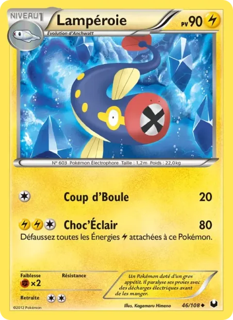 Carte Pokémon Lampéroie 046/108, extension Explorateurs Obscurs