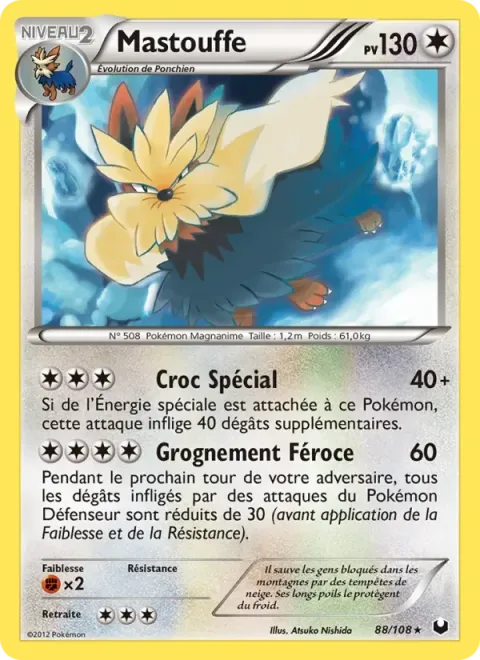 Carte Pokémon Mastouffe 088/108, extension Explorateurs Obscurs