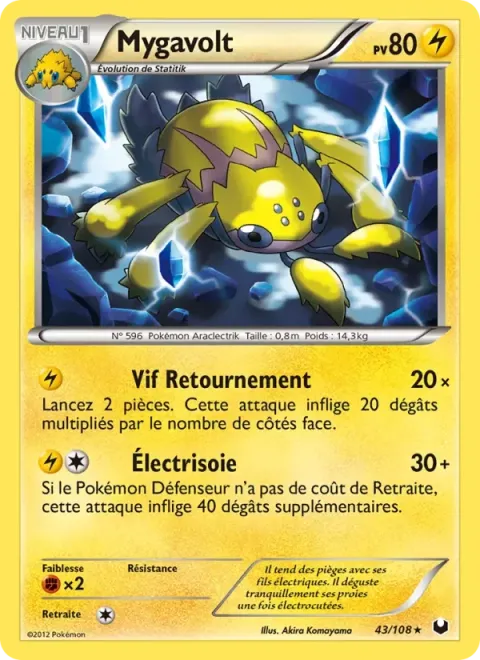 Carte Pokémon Mygavolt 043/108, extension Explorateurs Obscurs