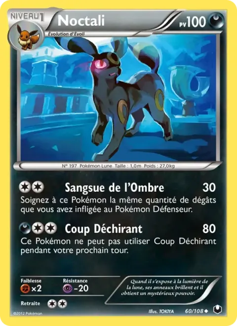 Carte Pokémon Noctali 060/108, extension Explorateurs Obscurs