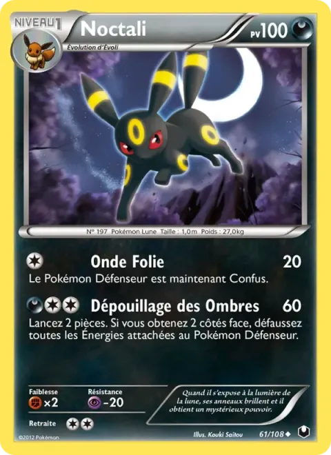 Carte Pokémon Noctali 061/108, extension Explorateurs Obscurs