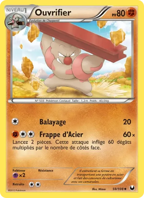 Carte Pokémon Ouvrifier 059/108, extension Explorateurs Obscurs
