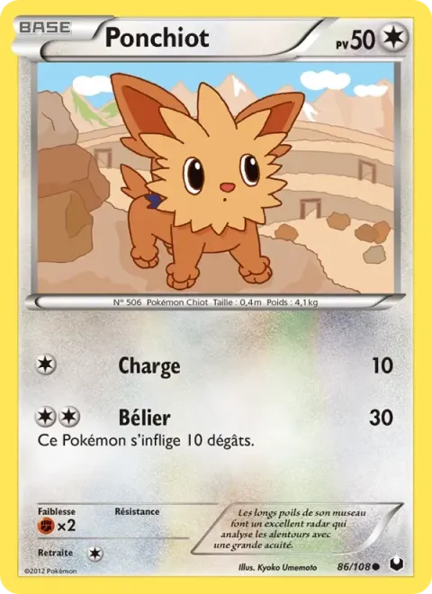Carte Pokémon Ponchiot 086/108, extension Explorateurs Obscurs