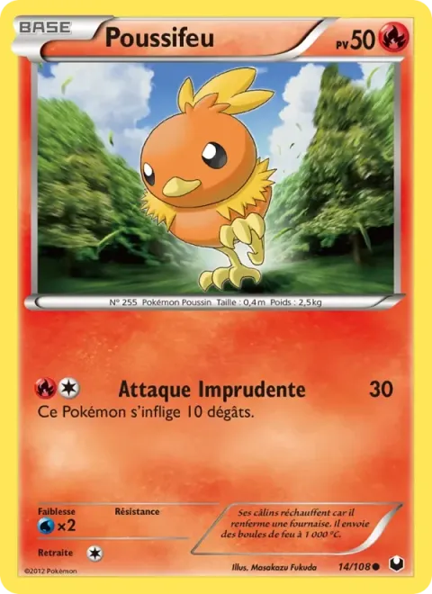 Carte Pokémon Poussifeu 014/108, extension Explorateurs Obscurs