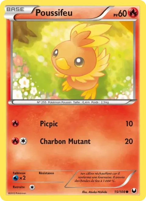 Carte Pokémon Poussifeu 015/108, extension Explorateurs Obscurs