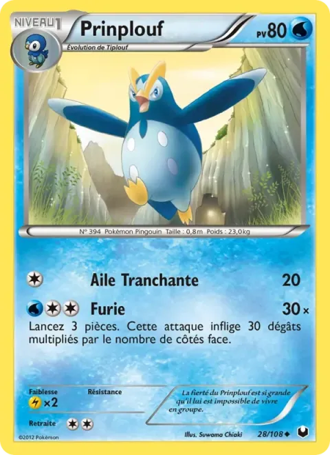 Carte Pokémon Prinplouf 028/108, extension Explorateurs Obscurs