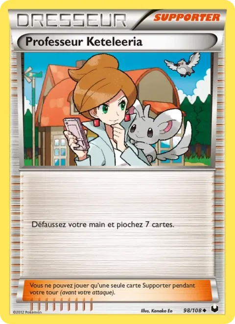 Carte Pokémon Professeur Keteleeria 098/108, extension Explorateurs Obscurs