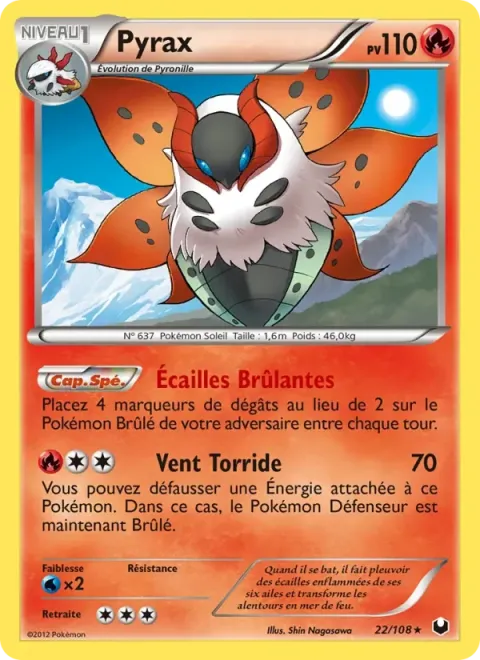 Carte Pokémon Pyrax 022/108, extension Explorateurs Obscurs