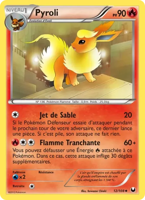 Carte Pokémon Pyroli 012/108, extension Explorateurs Obscurs