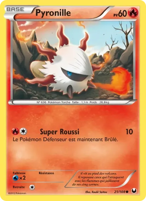 Carte Pokémon Pyronille 021/108, extension Explorateurs Obscurs